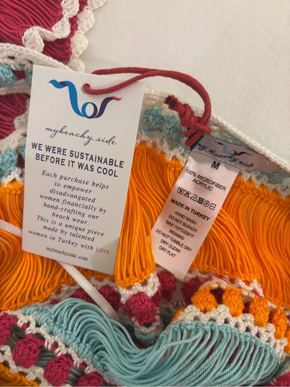 🧡 My Beachy Side Handmade Crochet Fringe Set — Top (M) / Skirt (S)